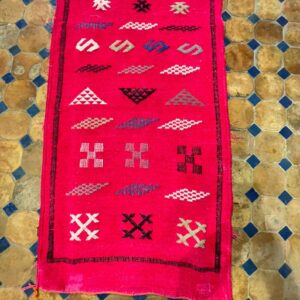 Amazigh Pink Cashmere Handmade Geometric Accent White Rug