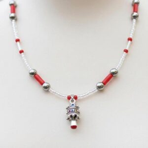 Amazigh Kabyle Handmade Stainless Steel Red Coral Enamel Necklace