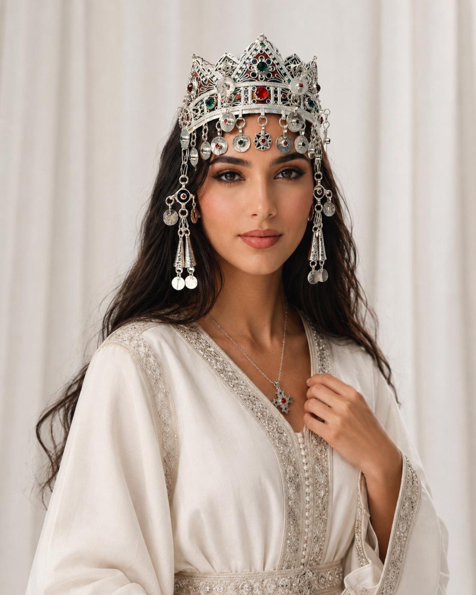 Berber Bridal Crown Wedding Headpiece Silver Tribal Headband