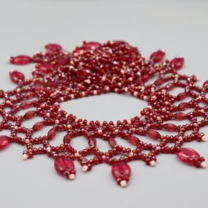 Amazigh Red Beaded Choker Handmade Tribal Boho Necklace