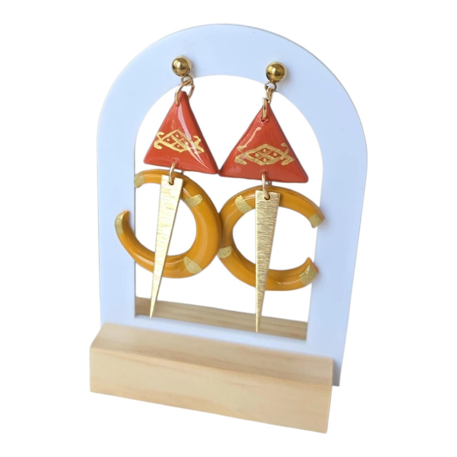 Amazigh TALA Terracotta Ochre Polymer Clay Ocre Earrings