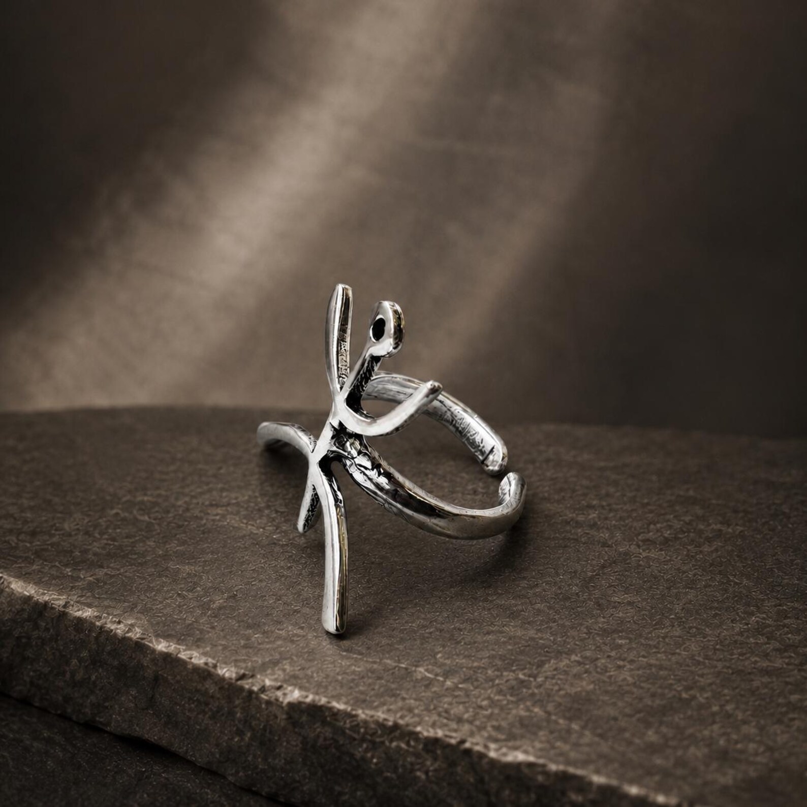 Amazigh Yaz Symbol Tribal Silver Plated Jewelry Ring
