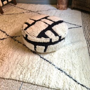Berber Handmade Beni Ourain Wool Ottoman Boho Pouf