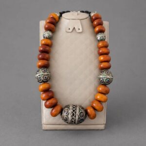 Berber Antique Handmade Silver Filigree Bead Statement Necklace