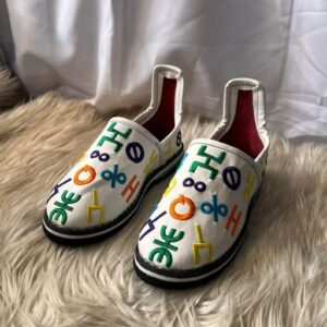 Amazigh Handmade Leather EU 36-44 White Black slippers