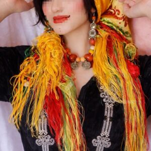 Berber Handmade Traditional Qṭib Head Wrap Cream Scarf
