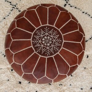 Berber Leather Pouffe Handmade Delivered stuffed Ottoman Pouf