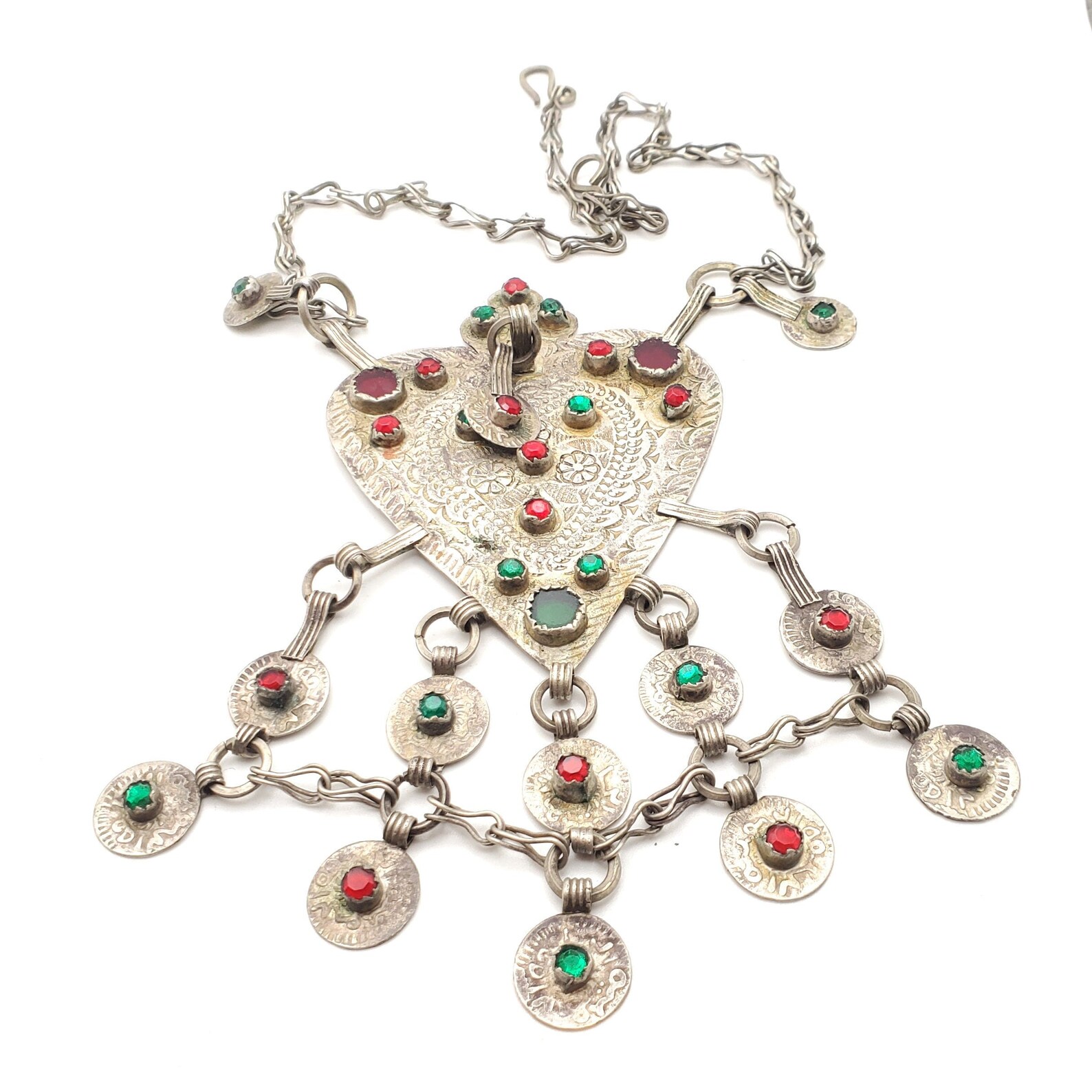 Berber Silver Coin Pendant Jewelry Leather Tribal Necklace