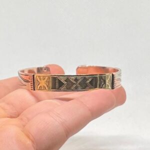 Berber Handmade Gold Brass Engraved Adjustable Symbol Bracelet