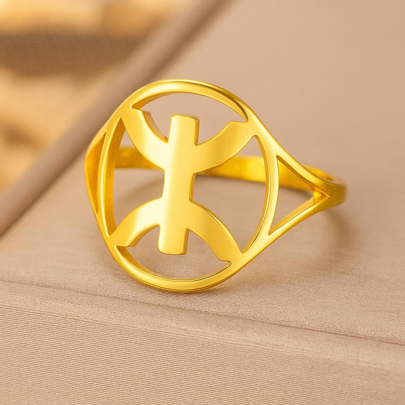 Amazigh Berber Kabyle Tifinagh Yaz Unisexe Stainless Steel Ring