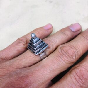 Handmade Amazigh Berber Solid Silver Geometric Pyramid Cone Ring