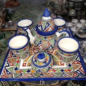 Amazigh Hand-Painted Ceramic Tea Set Traditional Pottery Mug
