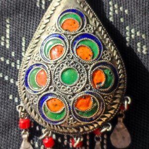 Amazigh Antique beaded Silver fibula for Everyday Personal Jewelry Styling