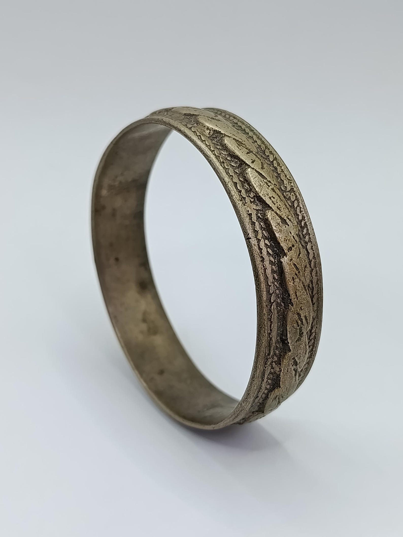 Berber Vintage Handmade Mixed Metal Twisted Tribal Bangle Bracelet