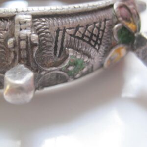 Amazigh Vintage Silver Knob Yellow Bracelet From Morocco