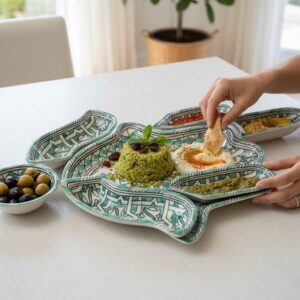 Amazigh Elegant Serving Set Pieces Handmade Ceramic Piece