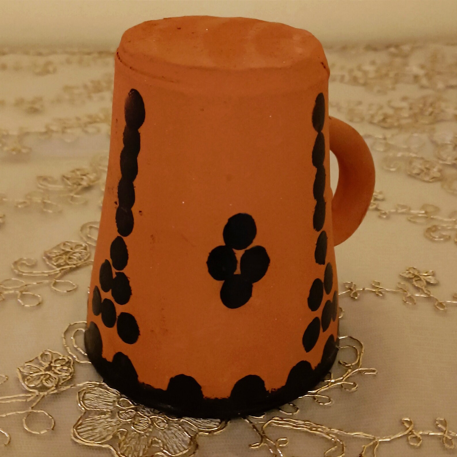 Amazigh Red Clay Ceramic Mug Traditional Kitchen Dining Cup