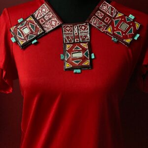 Amazigh Taureg Leather Necklace XL Colorful African on leather braided rope OOAK