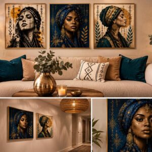 Amazigh affiches Décoration bohème numériques Six Portraits Digital Wall Art