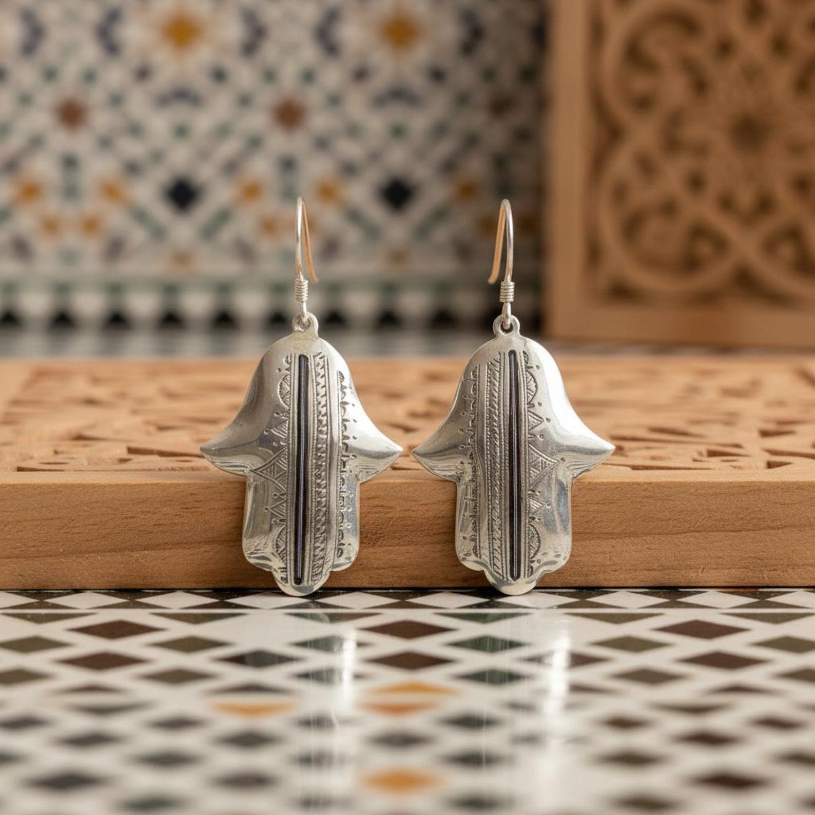 Berber Silver Hamsa Handmade Jewelry Khamsa Hand Earrings