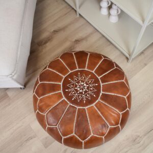 Amazigh Vegetal Soft Leather Handmade Delivered stuffed Pouf