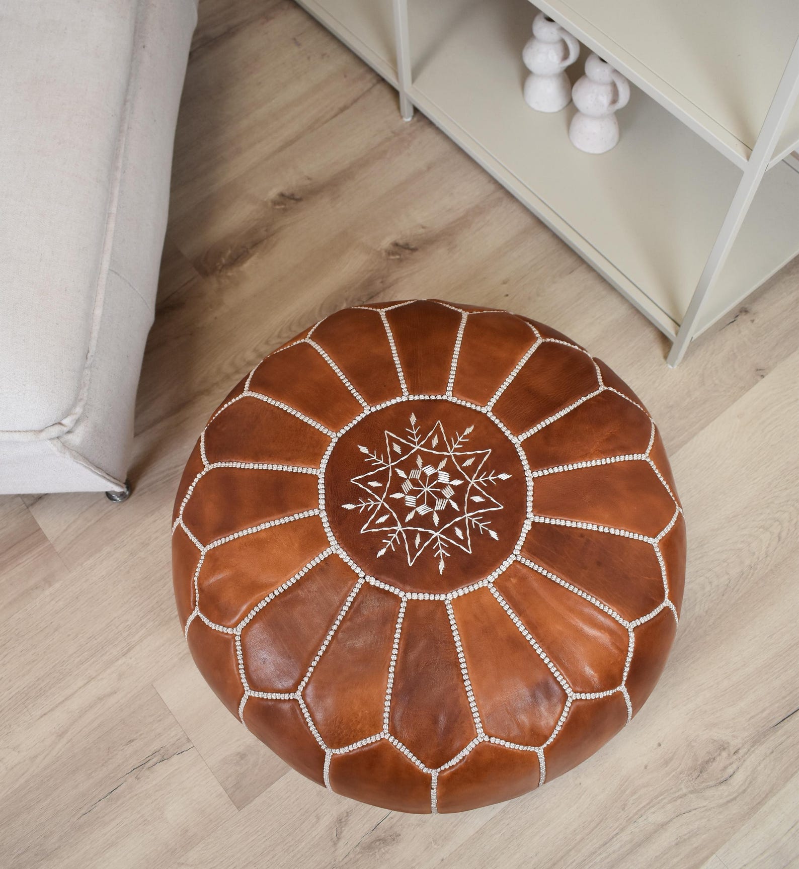 Amazigh Vegetal Soft Leather Handmade Delivered stuffed Pouf