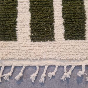 Amazigh Olive Green Striped Thread Handmade Custom Rug