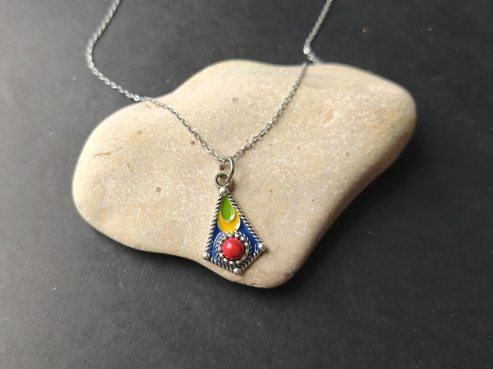 Amazigh Berber Kabyle Stainless Steel Snake Head Pendant Necklace