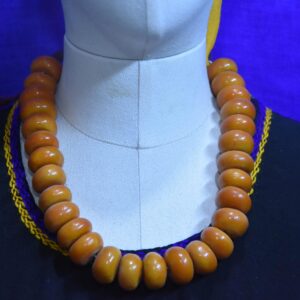 Old Berber Amazigh Loban Ambar Resin Tribal Statement Necklace