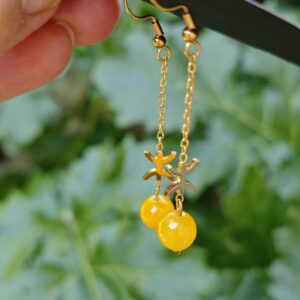 Amazigh Boucles d'oreilles YAZ tifinagh acier inoxydable avec pierres naturelles Adaptation moderne