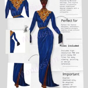 💾 Amazigh Fashion Sketch for Designers Illustration Digital Kaftan