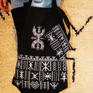 Amazigh AfusArt Cotton Canvas Bag with Symbolic Screen Print