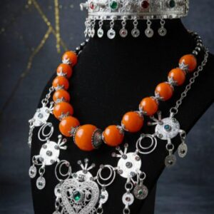 Berber Royal Jewelry Set Silver Amber Authentic Necklace