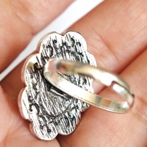 Amazigh Silver Tone Enamel Kabyle Adjustable métal Ring