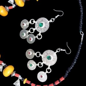 Berber Necklace and Traditional Jewelry Amber Earrings Set