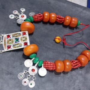 Berber Handmade Amber Coral Style Statement Ethic Necklace