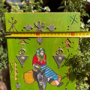Berber Hand-Painted Wooden Donkey Market Scene Wall Art