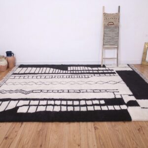 Custom Amazigh Berber Wool Neutral Living Room Geometric Handmade Rug
