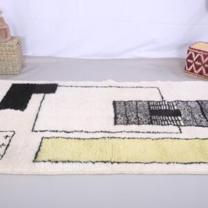 Custom Amazigh Berber Ivory Geometric Natural Wool Living Room Rug