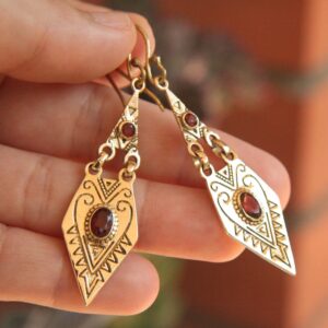 Berber Tuareg Labradorite or Garnet Gemstone Boho Earrings