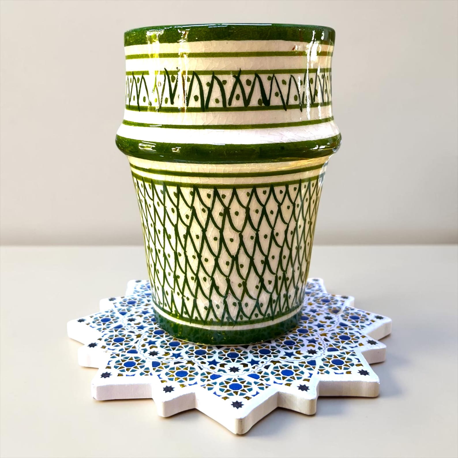 Berber Handmade Tea Cups Set of 4 with Zellige Coasters Mug