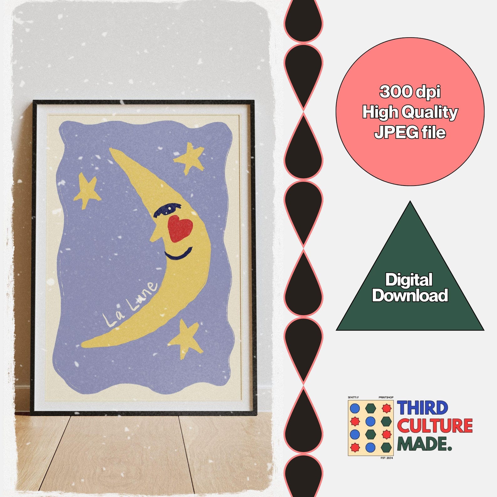 Amazigh Tamazight Tafukt Ayyur Sun Moon Print Digital Download Wall Art