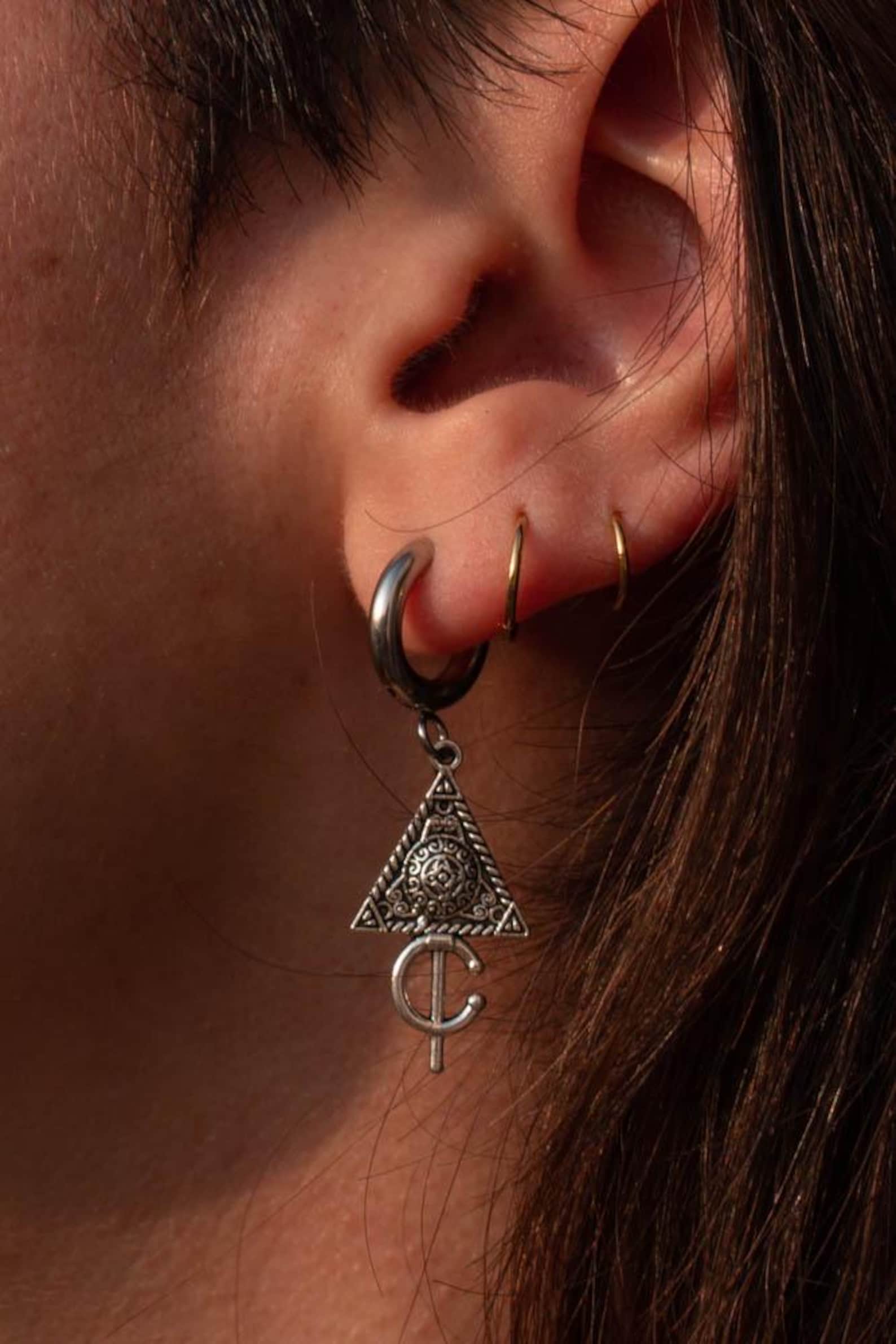 Amazigh Jewelry symbole Earrings Men fibule Stainless Steel