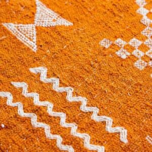 Berber Handmade orange Vintage Kilim Boho Footstool Pouf