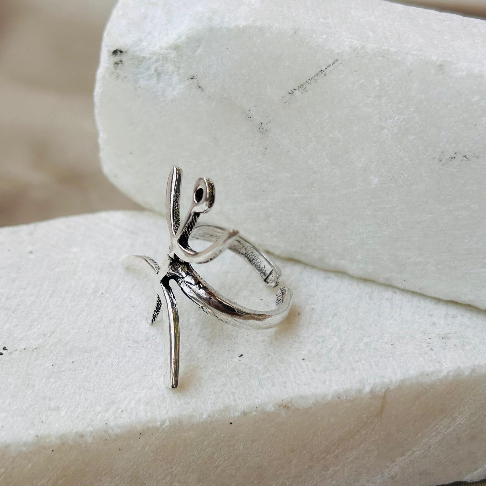 Amazigh Berber Yaz Symbol Tribal Brass Statement Ring for Women