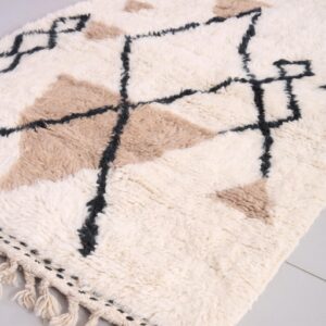 Berber Custom Design Wool Neutral Geometric Living Room Rug