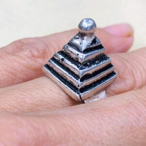 Handmade Amazigh Berber Solid Silver Geometric Pyramid Cone Ring