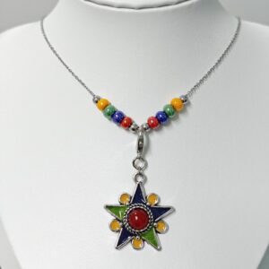Amazigh Kabyle Beaded Stainless Steel Necklace with Customizable Pendant