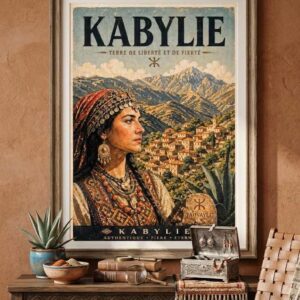 Vintage Kabyle Berber Travel Poster Amazigh Algeria Wall Art