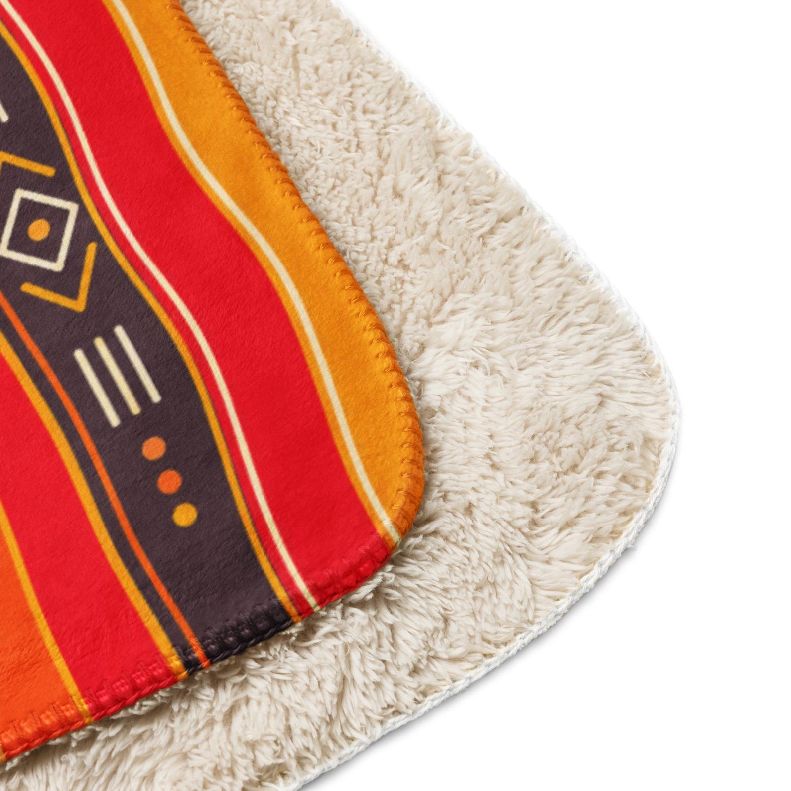 Kabyle Berber Amazigh Sherpa Textile Throw Orange Red North African Blanket